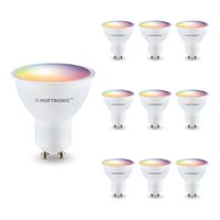 HOFTRONIC SMART Set van 10 GU10 SMART LED - RGBWW - Wifi & Bluetooth - 5.5 Watt - 400lm - 120° - Dimbaar via App