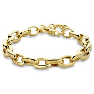 Armband Ankerschakel zilver goudkleurig 8 mm 18-21 cm