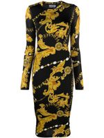 Versace Jeans Couture robe mi-longue à imprimé baroque - Noir