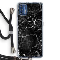 Zwart Marmer 2: Motorola Moto G9 Plus Transparant Hoesje met koord
