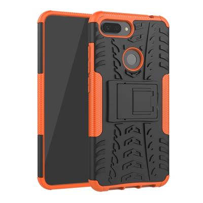 Schokbestendige PC + TPU Tire patroon Case voor Xiaomi Mi 8 lite met houder (oranje)