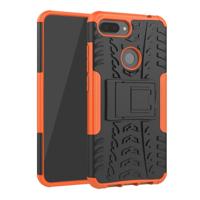Schokbestendige PC + TPU Tire patroon Case voor Xiaomi Mi 8 lite met houder (oranje)