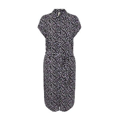 PIECES blousejurk NYA met all over print en ceintuur paars/zwart PIECES blousejurk NYA met all over print en ceintuur paars/zwart