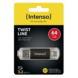 Intenso 3539490 USB flash drive 64 GB USB Type-A / USB Type-C 3.2 Gen 1 (3.1 Gen 1) Antraciet