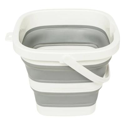 Emmer opvouwbaar - 5L - grijs/wit - kunststof en rubber - Camping emmer