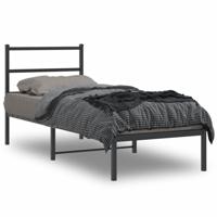 Bedframe met hoofdbord metaal zwart 80x200 cm