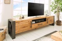 Massief tv-meubel THOR 200cm wild eiken geolied lowboard in industrieel design - 38810