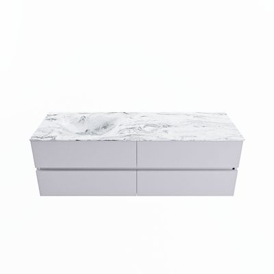 MONDIAZ VICA-DLUX 150cm badmeubel onderkast Cale 4 lades. Inbouw wastafel CLOUD links 1 kraangat, kleur Glace.