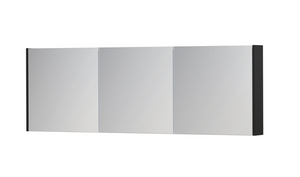 INK SPK1 spiegelkast met 3 dubbel gespiegelde deuren, stopcontact en schakelaar 180 x 14 x 60 cm, mat zwart