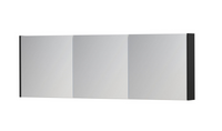 INK SPK1 spiegelkast met 3 dubbel gespiegelde deuren, stopcontact en schakelaar 180 x 14 x 60 cm, mat zwart - thumbnail
