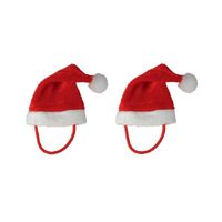 2x Mini kerstmutsen met bandje voor mini knuffeldieren of kleine poppen   -