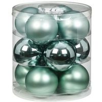 12x Mint groene glazen kerstballen 8 cm glans en mat - thumbnail