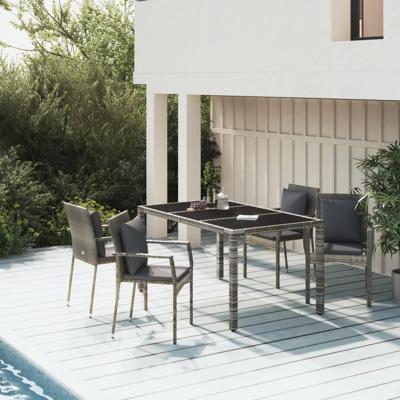 5-delige Tuinset met kussens poly rattan grijs