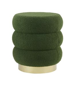 Light & Living Poef 'Kimi' Teddy, kleur Olijfgroen