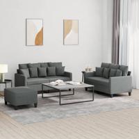 3-delige Loungeset met kussens stof donkergrijs