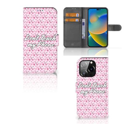 iPhone 14 Pro Portemonnee Hoesje Flowers Pink DTMP iPhone 14 Pro Portemonnee Hoesje Flowers Pink DTMP