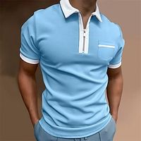 Voor heren POLO Shirt Golfshirt Casual Feestdagen Revers Kwart ritssluiting Korte mouw Modieus Basic Effen Kwart ritssluiting Zomer Normale pasvorm Zwart Wit Rood Donker Marine Groen Donkergrijs POLO Lightinthebox