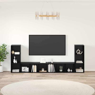 TV-kast 4 pcs Zwart eiken 37 x 35 x 107,5 cm Gelamineerd hout