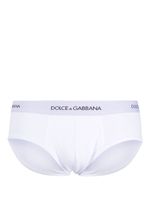 Dolce & Gabbana slip en maille nervurée à bande logo - Blanc - thumbnail