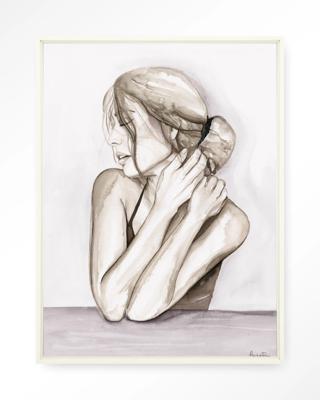 Urban Cotton Wandkleed 'Female Touch' 145 x 190cm in Floating Frame - off white