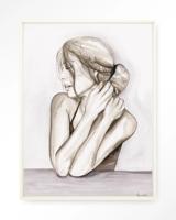 Urban Cotton Wandkleed 'Female Touch' 145 x 190cm in Floating Frame - off white