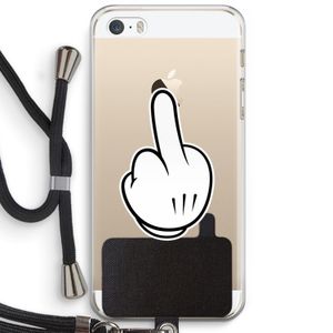 Middle finger black: iPhone 5 / 5S / SE Transparant Hoesje met koord