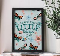 Geniet van de kleine dingen poster woonkamer