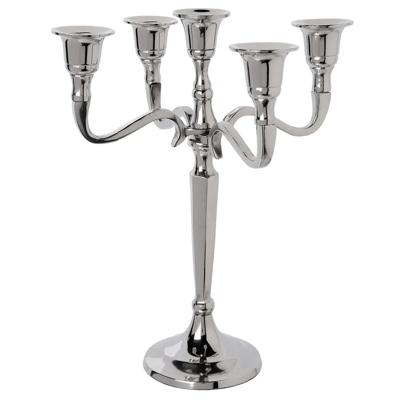 Atmosphera kaarsen kandelaar Baroque - met 5 armen - metaal - dinerkaarsen - zilver - 22 x 28 cm