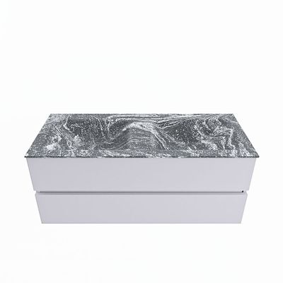 MONDIAZ VICA-DLUX 120cm badmeubel onderkast Cale 2 lades. Inbouw wastafel CLOUD dubbel zonder kraangat, kleur Lava.
