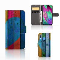 Samsung Galaxy A40 | Book Style Case | Wood Heart - Cadeau voor je Vriend