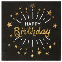 Verjaardag feest servetten happy birthday - 10x - goud - 33 x 33 cm