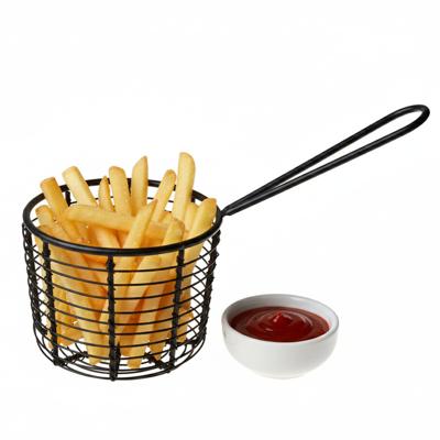 Cosy & Trendy Patatmandje - zwart - metaal - snackmandje - D8xH8 cm