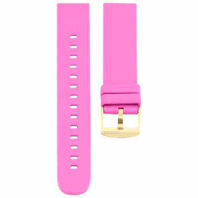 OOZOO STRAP414.20 Horlogeband rubber raspberryroze-goudkleurig 20 mm