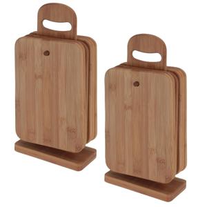 Broodplankjes met houder - 12x - bamboe hout - 22 x 15 cm