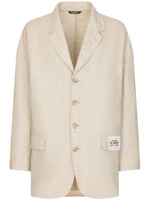 Dolce & Gabbana blazer boutonné à patch logo - Tons neutres