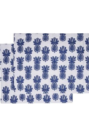 La DoubleJ sets de table à imprimé ananas (lot de 2) - Bleu