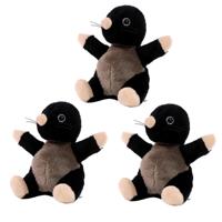 Pluche mol knuffel dier - 3x - 14 cm - zwart - tuindieren knuffelbeest