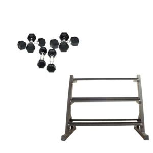 Hexa Dumbbell Set - Focus Fitness - 110 kg + Rack