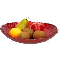 Decoratie schaal/fruitschaal van glas rood rond D30 x H6 cm