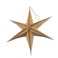 Decoratie kerstster - bruin - 40 cm - eco - papier - 6 punten - hangend - thumbnail