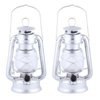 Set van 4x stuks LED lantaarn/windlicht zilver op batterijen 11,5 x 15 x 24 cm