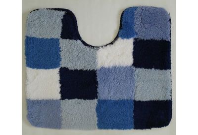 Wicotex toiletmat 50 x 60 cm blokken wit/blauw