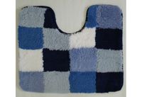 Toiletmat 50 x 60 cm blokken wit/blauw