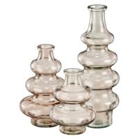 Bloemenvaas Sira - 3x - transparant glas - beige - 3 maten - vaas - sierlijk model