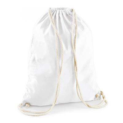 Gymtas sport/zwemmen - rugzak - wit - rijgkoord - 46 x 37 cm - katoen - Kinderen sporttasjes