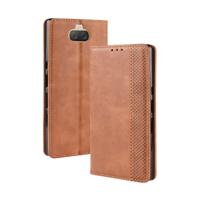 Magnetische Buckle retro textuur horizontale Flip lederen case voor Sony Xperia 10 met houder & kaartsleuven & portemonnee (bruin)