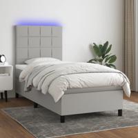 Boxspring met matras en LED stof lichtgrijs 80x200 cm