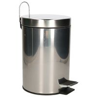 Pedaalemmer - vuilnisbak - 3 liter - zilver - RVS - 17 x 25 cm   - - thumbnail