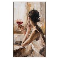 Leen Bakker - Schilderij Vrouw Met Wijn - 118x70 Cm - MDF - Multikleur