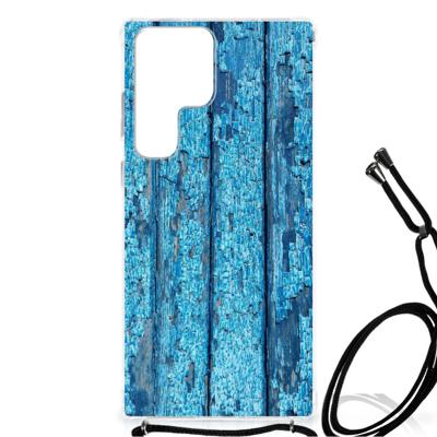 Samsung Galaxy S23 Ultra Stevig Telefoonhoesje Wood Blue Samsung Galaxy S23 Ultra Stevig Telefoonhoesje Wood Blue